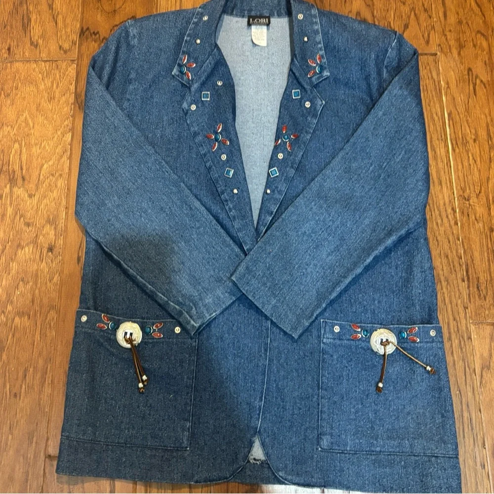 Vintage Lori of California Western Denim Blazer – Hand Painted embleshed - Picture 7 of 12